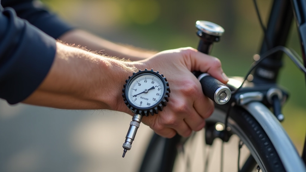 Starší ruce kontrolující bicykl